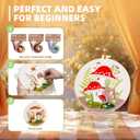 3 Pack Beginner Embroidery Kits for Adults DIY Starter Kit with,cross stitch kits for beginners,Stamped Patterns,Embroidery Hoop,Colorful Threads,Tools,Step by Step Instructions & Video Tutorial (mushroom)