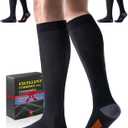 3 Pairs Easy On/Off Compression Socks - 15-20 mmHg Moderate Support Socks with Cushioned Sole and Seamless Toe (Large-X-Large)