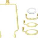 Lamp-Shade Harp Holder Adjustable Support - Tall 7 8 9 10 inch and 3/8 inch Standard Saddle E14 E26 E27 Light Base UNO Fitter Adapter Converter Finial Set Detachable Parts Bracket (Polished Brass)