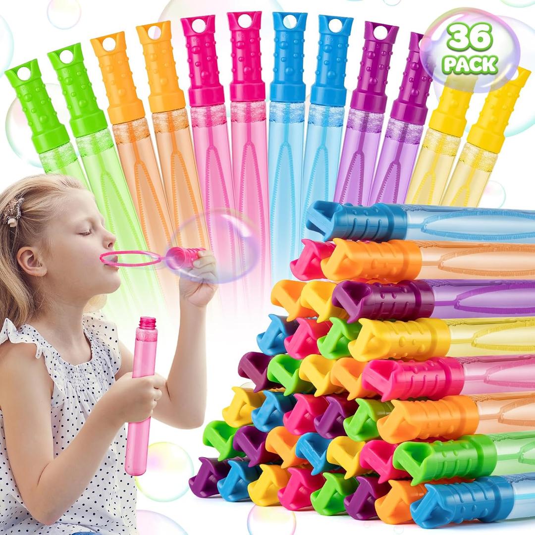 Jumlys 36 Pack Big Bubble Wands Bulk in 6 Colors, Bulk Party Favors for Kids, Ideal for Easter, Summer, Halloween, Valentine, School Classroom Prizes for Boys & Girls, Ideal Goodies Bags Stuffers
