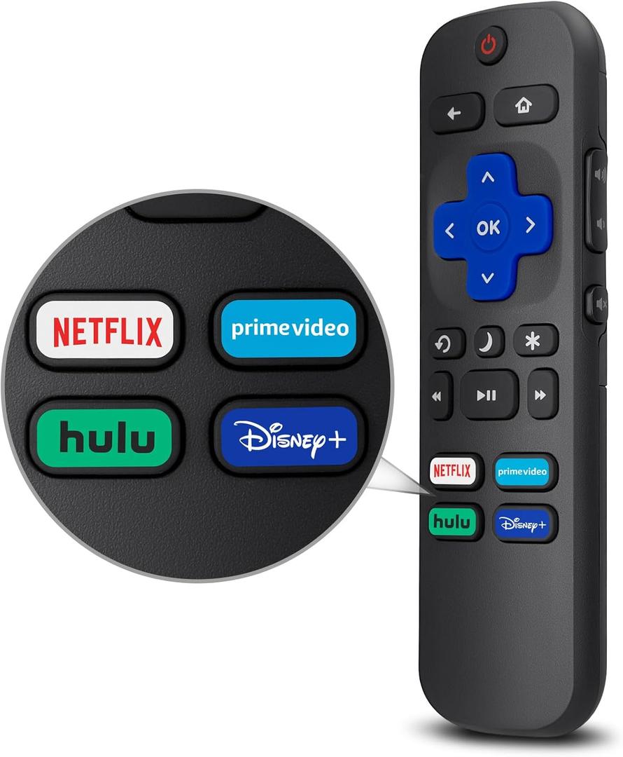 Replacement Remote Control Only for All Roku TV, Compatible for TCL Roku/Hisense Roku/Onn Roku Series Smart TVs (Not for Roku Stick and Box)