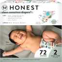 The Honest Company Clean Conscious Diapers | Plant-Based, Sustainable | Winter '24 Limited Edition Prints | Club Box, Size 2 (12-18 lbs), 72 Count