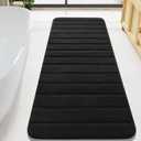 LOCHAS Long Bathroom Rugs Runner, 24" x 60" Large Bath Rug Non Slip Washable, Absorbent Microfiber Bath Mat Luxury Soft, Cozy Bathroom Runner Rug for Shower Quick Dry, Black