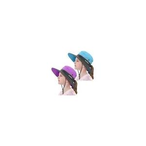 2 Pieces 5-14Y Kids Summer Sun Hat Wide Brim UV Protection for Girls Ponytail Beach Bucket Cap One Size