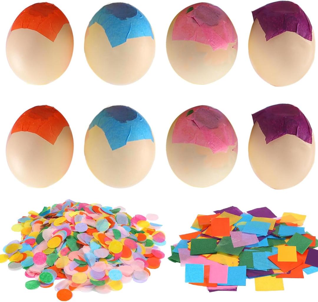 Easter Confetti for Cascarones Egg Multicolor Round Confetti and 480 1.5 x 1.5 Inches Tissue for Easter Party Supplies Decorations Toy Egg Basket, Not Included Eggs (Vivid Color)