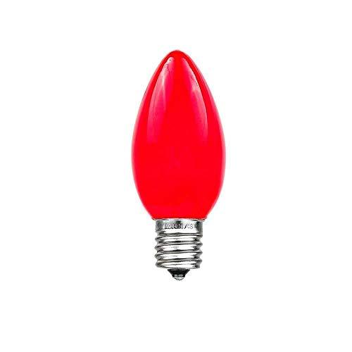 Novelty Lights Ceramic Christmas Replacement Bulbs - Outdoor Individual Bulbs for Events, Holiday Parties, Patios, and More - C7/E12 Candelabra Base, 5 Watt Lights (Red, 25 Pack)
