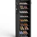VTRIN Vertical Narrow Shoe Rack Organizer Tall Shoe Rack for Closet Entryway 10 Tier Non-Woven Cover Shoe Shelf Holds 20-22 Pairs Free Standing Shoe Storage Cabinet with Dustproof Cover, Black