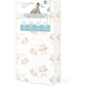 Dream On Me 3 inch Spring Coil Portable Crib Mattress | Greenguard Gold Certified, Brown clouds