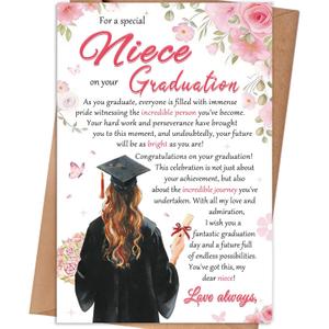 5 x Niece Graduation Card, 8×5.3 inches