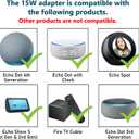 15W Power Adapter for Echo, Dot 3rd & 4th Gen, Kids Edition, Show 5, Spot, and Fire TV Cube, 5Ft AC Adapter Power Cord