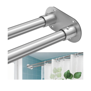 Double Shower Curtain Rod 28 to 75 Inches Elegant Double Shower Rod Adjustable Wall Mounted Double Shower Curtain Pole for Bathroom (Silver, 28 to 75")