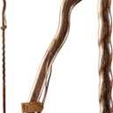 Brazos Handcrafted Wood Walking Stick, Twisted Oak, Ergonomic Style Handle, for Men & Women, Made in The USA, Brown, 48"