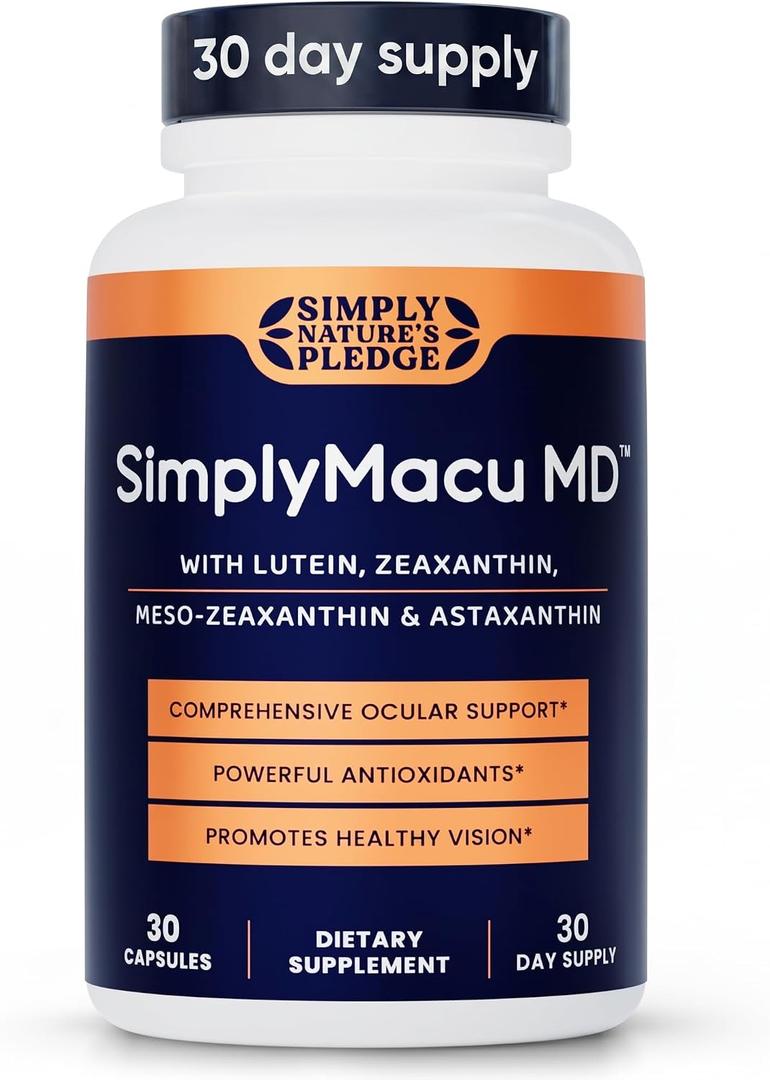 Simply Nature's Pledge Macu MD Eye Vitamins for Vision, 30 Day Supply, BBD: 11/27