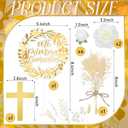 9 Pcs Mi Primera Comunion Cake Topper Gold Cross and Dried Flower Decor Set First Holy Communion Baptism Cake Pick Religious God Bless Baptism Cake Decoration for Celebration Milestones Decor
