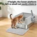 Stainless Steel Litter Box with Lid, Metal Litter Box High Sides, Low Entry Litter Boxes with Scoop and Mat,Non-Stick,Anti-Leakage,Easy to Clean Litterbox for Small to Medium Cats