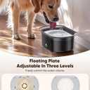 Dog Water Bowl, 2.2L No Spill Water Bowl for Dogs,with Suction Cup Foot Pad Reduce Refill, Anti Splash No Mess Dispenser Dripless Slow Drinking Water Bowl for Sloppy Messy Drinkers (Gray)