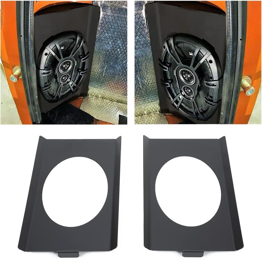 ECOTRIC Behind Seat Speaker Brackets Compatible with 1973-1987 Chevy/GMC C10 Single Crew Cab Pickup for 6x9 Speakers Rear Corner Square Body Mounting Replacement Audio Stereo Upgrade Black Steel 2pcs