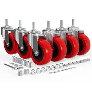 Mysit 2.5 inch Creeper Wheels Heavy-Duty M8 Threaded Swivel Caster Wheel 6 Pack, Mechanics Cart Service Cart Stool Post Mount Casters Replacement