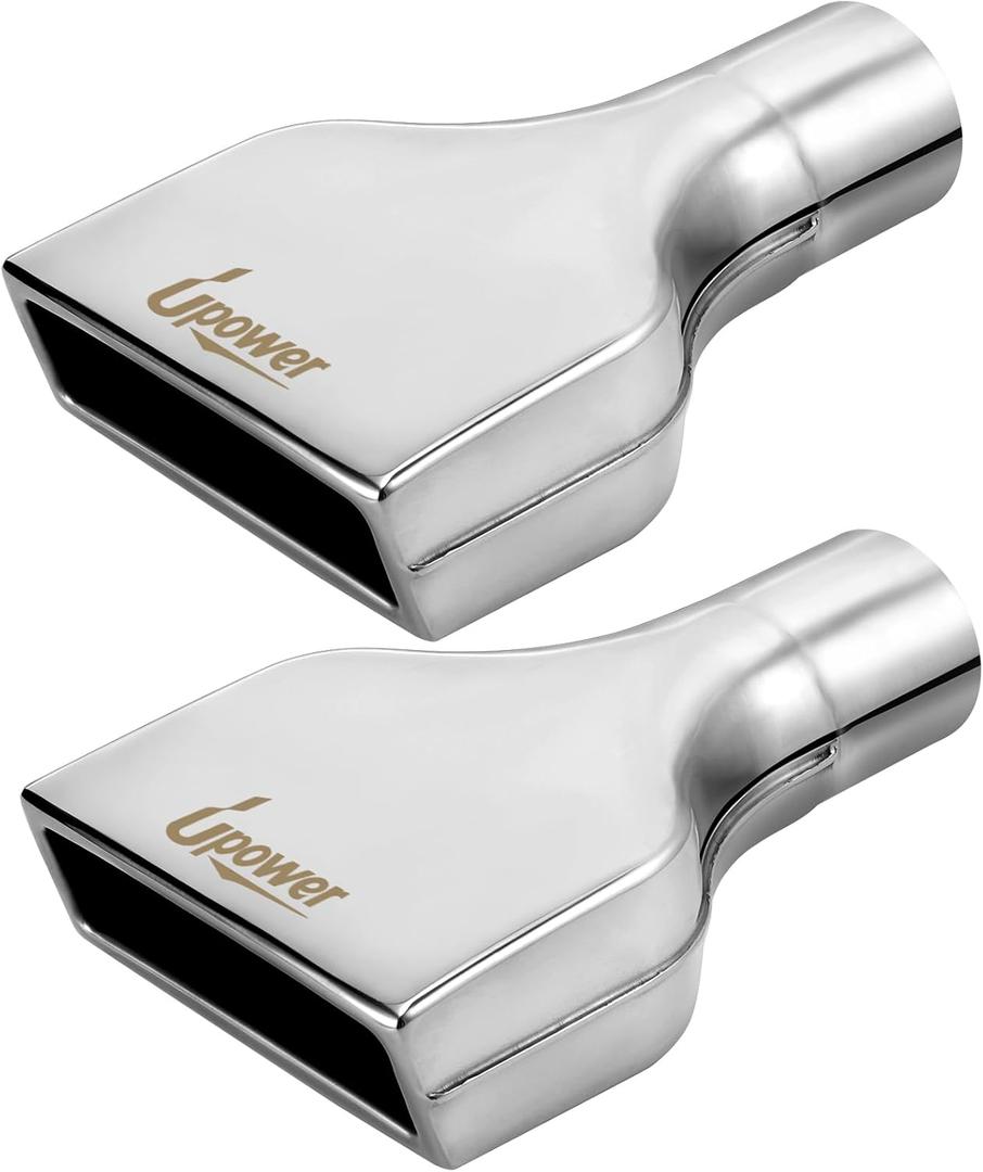 Upower 2PCS Exhaust Tip 2.5" Inlet 2" x 6" Outlet 10" Long Rolled Rectangle Exhaust Tailpipe Tips 304 Stainless Steel Polished Diesel Pipe Weld On