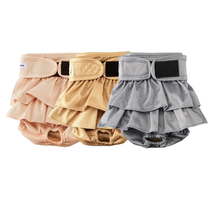 Visit the Store, VUNCESSIN Reusable Dog Diapers Female Medium Washable, Premium Doggie Diaper for Dogs, Pack of 3, Highly Absorbent Dog Diaper for Heat, Incontinence and Puppy Training (M, gray, pink, khaki)