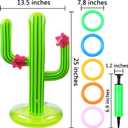 Gejoy 2 Pieces Inflatable Cactus Ring Toss Game Set Floating Swimming Ring Toss with 10 Pieces Inflatable Rings for Summer Hawaiian Pool Beach Luau Party Supplies