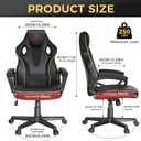HapGIFT Gaming Chair, Ergonomic Computer Gaming Chairs with Link Armrest, PU Leather Video Game Chairs for Adults Teens, Height Adujustable Racing Style PC Chair for Home, 300LBS (BLACK), Small