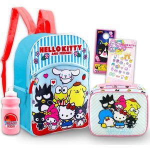 Hello Kitty and Friends Backpack with Lunch Box - Bundle with 16" Backpack, Lunch Bag, More | Hello Kitty and Friends School Supplies for Girls