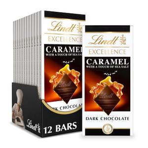 Lindt EXCELLENCE Caramel Sea Salt Dark Chocolate Bar, Dark Chocolate Candy with Pieces of Caramel and Sea Salt Crystals, 3.5 oz. (12 Pack) (EXP 10/31/25) Lindt EXCELLENCE Caramel Sea Salt Dark Chocolate Bar, Dark Chocolate Candy with Pieces of Caramel and Sea Salt Crystals, 3.5 oz. (12 Pack) (EXP 10/31/25)