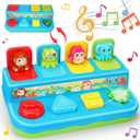 Montessori Pop Up Animal Educational Toys for 1 Year Old Cause and Effect Baby Infant Toys 6-12-18 Months Learning Musical Interactive Sensory Toy for Boy Girl Toddler Age 0-2 1-3 Easter Birthday Gift