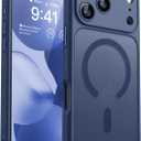 CANSHN Magnetic Compatible with iPhone 17 Pro Case, Upgraded Full Camera Protection Compatible with Magsafe Translucent Matte Shockproof Protective Phone Cover 6.3 Inch - Deep Blue