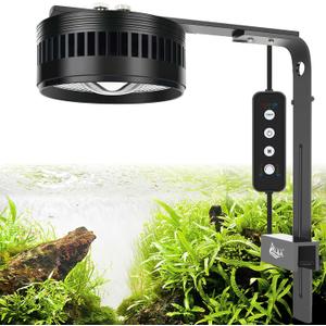 AQQA Aquarium Clip-On Stream Light with Controller, LED Fish Tank Light with 3 Modes (White/RGB/Full Spectrum), Timer & 6 Brightness Levels, Adjustable Clamp for Freshwater Plants Fish Tanks 35W