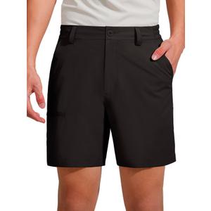 FREE SOLDIER Men's Golf Dress Shorts 7 Inch Quick Dry Lightweight Hiking Casual Work Golf Shorts with 5 Pockets (Black 32W7L) (Black)