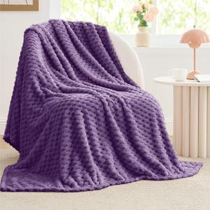 BEDELITE Fleece Throw Blanket for Couch & Bed - 3D Jacquard Decorative Purple Blanket, Super Soft and Cozy Warm Fuzzy Blanket All Seasons Suitable, 50x60Inches