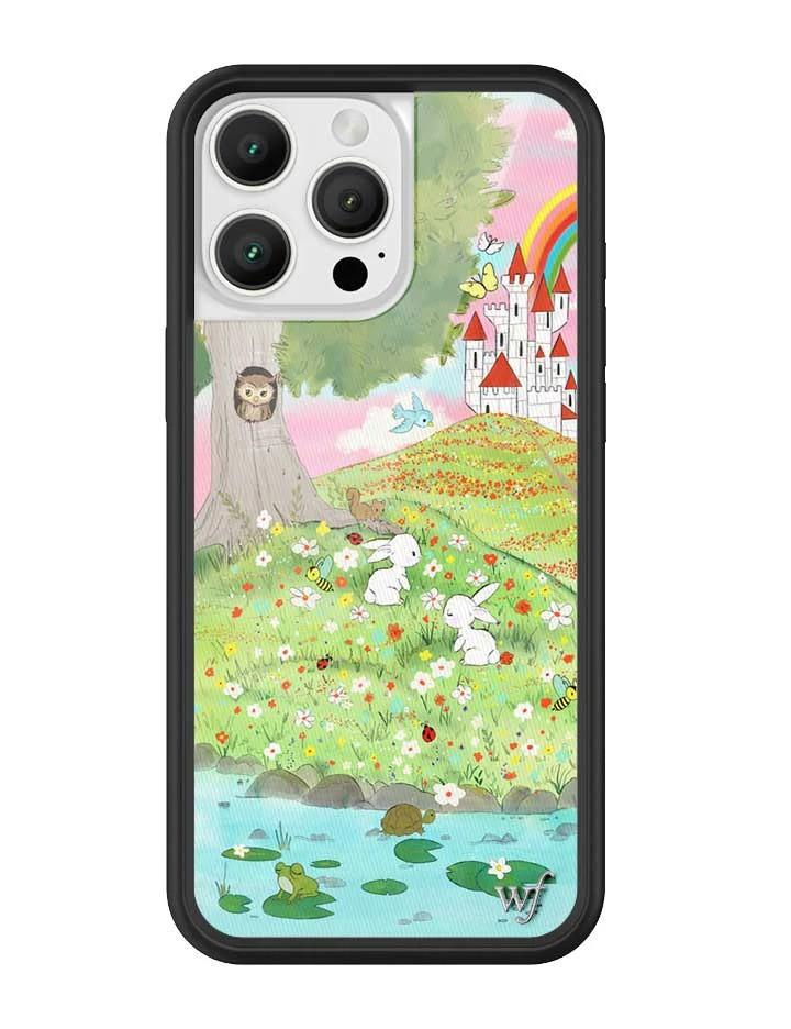 Wildflower Cases - Compatible with iPhone 15 Pro Max | Protective Black Bumper, 6.5ft Drop Test Certified, Women Owned Small Business | Animal Nature Castle Floral Green Cute Trendy | Fairytale