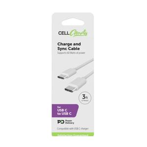 CellCandy USB-C/C Fast Charge & Sync Cable, Supports Power Delivery