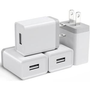 Cube Compatible USB Wall Charger Block - 12W 4 Pack, 2.4A/5V Power Adapter for iPhone 13 12 11 Pro Max SE XS XR X 8 7 6 6S Plus, Samsung, LG, Moto, Android