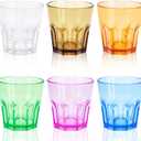 Plastic Drinking Glasses Set of 6, Unbreakable Coloured Water Tumbler, Acrylic Plastic Cups, Reusable Kids Drinking Cups for Children Kitchen Picnic Party Juice Whiskey Wine (6pc-6color-160ml/5.4oz)