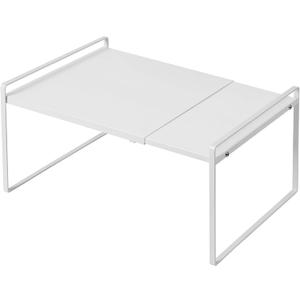 Nxconsu Expandable Cabinet Shelf Organizer Riser for Kitchen Pantry Cupboard Under Sink Countertop Home Storage Organization Rack Space Saver Freestanding Heavy Duty Nonslip Stackable White X Large (12D * 13.4-24.5W * 9.5H)