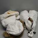 SANMIO Toddler Snowsuit Boy Girl Winter Coat Snow Pants Set, Hooded Down Jacket + Bib Pants Kids Windproof Skiing Suit (3-4T, White)