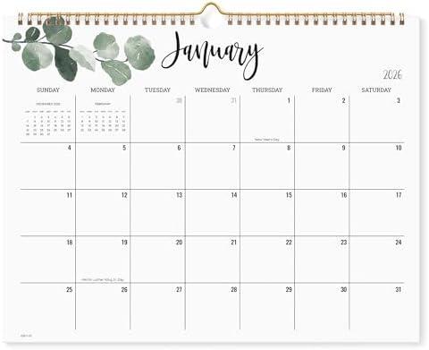 Cabbrix 2026 Wall Calendar, 12 Monthly Calendar Runs from January 2026 to December 2026, Home Schooling Planner for Family and School, Wirebound,15 x 12 Inches