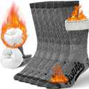 Alvada Merino Wool Hiking Socks Thermal Warm Crew Winter Boot Sock For Men & Women 3 Pairs (Gray, XL)