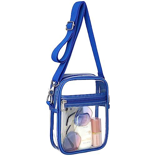 PACKISM Clear Purses for Women Stadium - Clear Bag Stadium Approved Crossbody Bag Adjustable Shoulder Strap for Concerts Sports Festivals Events Game Day, Mini Blue