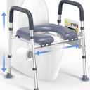Toilet Seat Risers for Seniors,Raised Toilet Seat with Handles & Padded Seat, Adjustable Height & Width, 400lb Elevated Toilet Seat for Elderly, Handicap, Fit Any Toilet 