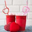 36PCS Valentines Day Party Straws Supplies  Heart Drinking Plastic Crazy Loop Galentine's Party Decorations