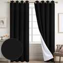 Diraysid 100% Blackout Curtains Black Linen Curtains for Bedroom Grommet Thermal Insulated Room Darkening Drapes (2 Panels, W52 x L84 Inch)