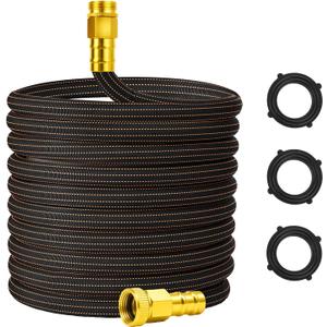 10FT Lightweight Flexible Garden Hose,Non-Slip Handles,Non-kink Hose,Solid Brass Fitting for Boats, RV Water Hose,Marine Washdown,Lawn,Garden,Leakproof TPE Hose (OrangeBlack, 10 FT)