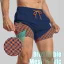 7 Inch Men Swim Trunks with Compression Liner Quick Dry Drawstring Male Swimtrunks for Beach Summer Water Park