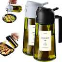 TrendPlain - Original 16oz/470ml Olive Oil Dispenser Bottle for Kitchen Gadgets and Air Fryer Accessories - Olive Oil Sprayer for Cooking w/Stickers - Black&Ash