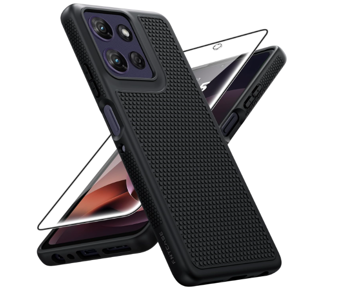 FNTCASE for Moto G-Power 2026/2025 Case: Motorola G Power 2026 Case with Screen Protector 14FT Military Grade Drop Protection Shockproof Anti-Slip Sweat-Resistant Matte TPU Daily Phone Cover (Black) 