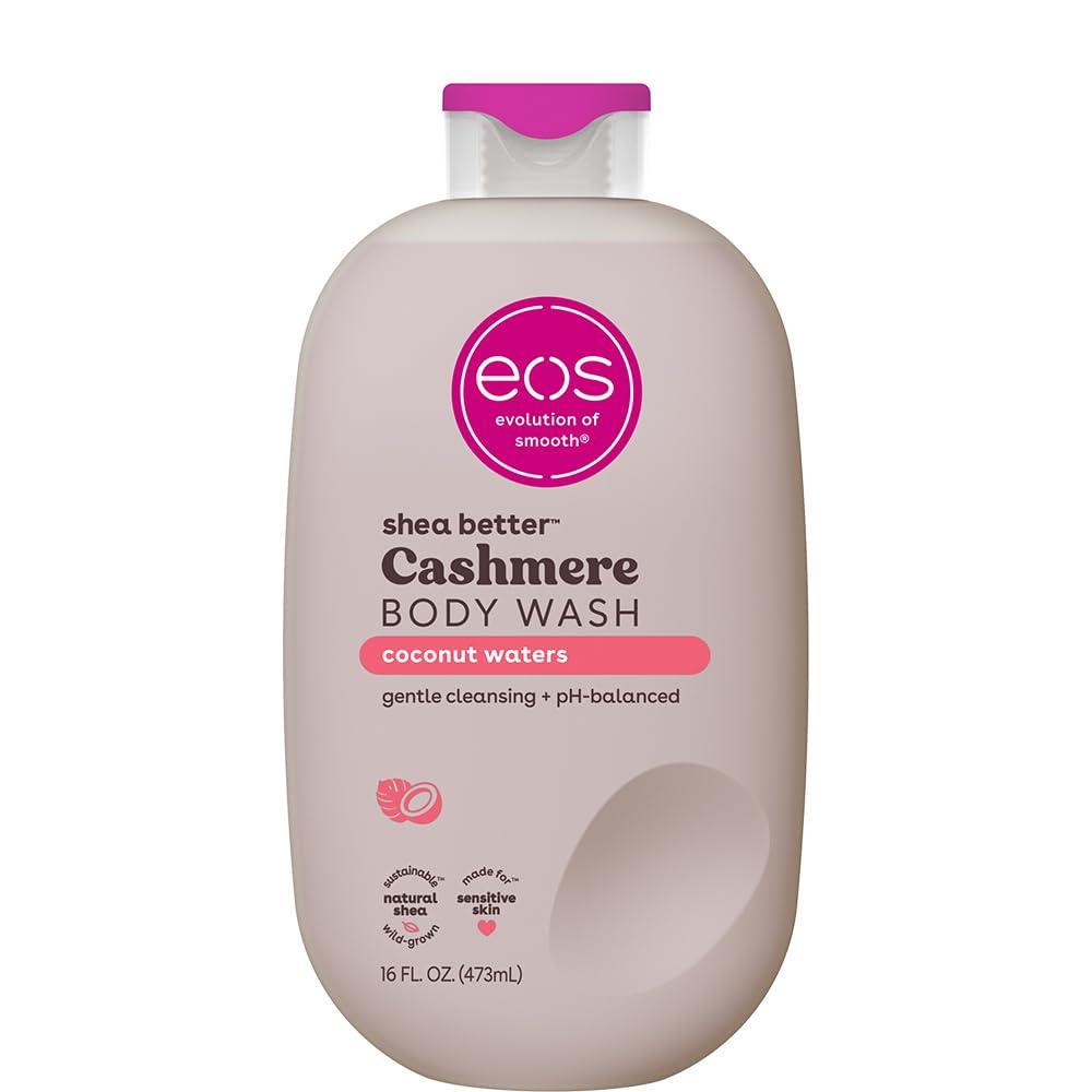 eos Cashmere Body Wash  Coconut Waters, Moisturizing Body Wash, Creamy Gel Formula, with Shea Butter, Glycerin, Vitamin E, pH Balanced, Sensitive Skin, Vegan, 16 fl oz